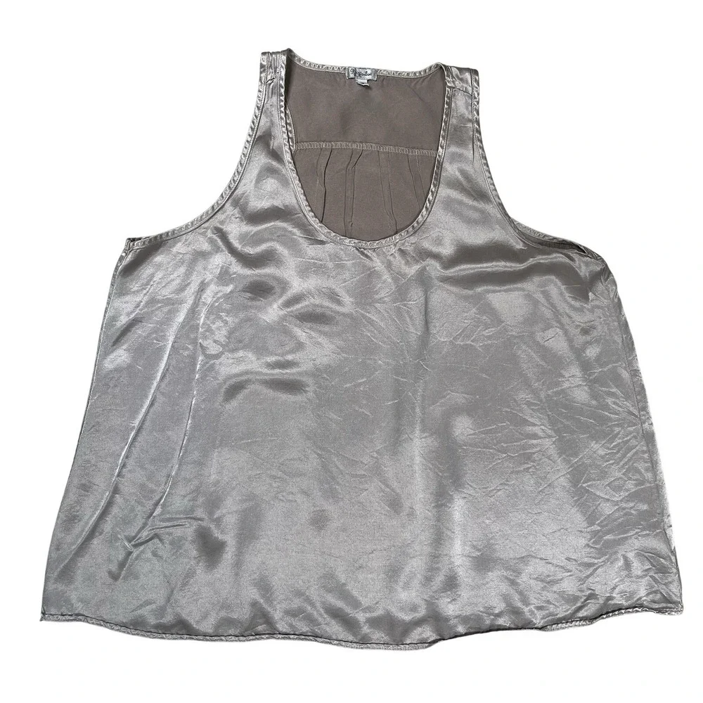 PJ Harlow Champagne Laura Satin Racerback Tank Sz Small Pajama Top Luxury Smooth